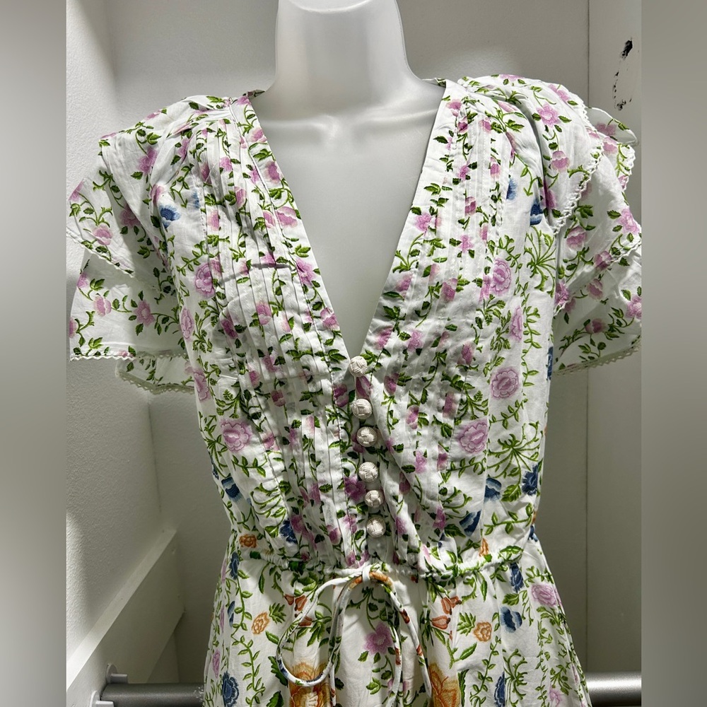 Farm Rio Off-White Folk Floral Lace Midi Dress. L. NWT. - Picture 6 of 14